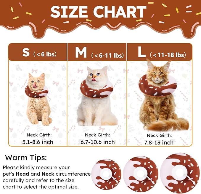 Cat Cone Collar Soft, Cat Recovery Collar for Wound Healing Cute Cat Adjustable Cat Cones to Stop Licking Comfortable Lightweight Neck Elizabethan Collars for Cats Purple