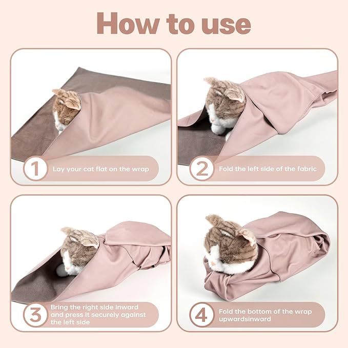 Paw Legend 27.6" Cat Wrap for Grooming Cat Wrap for Cutting Nails Cat Restraint for Nail Clipping Self Adhesive Blanket Restraint Cloth for Cats Within 15lbs