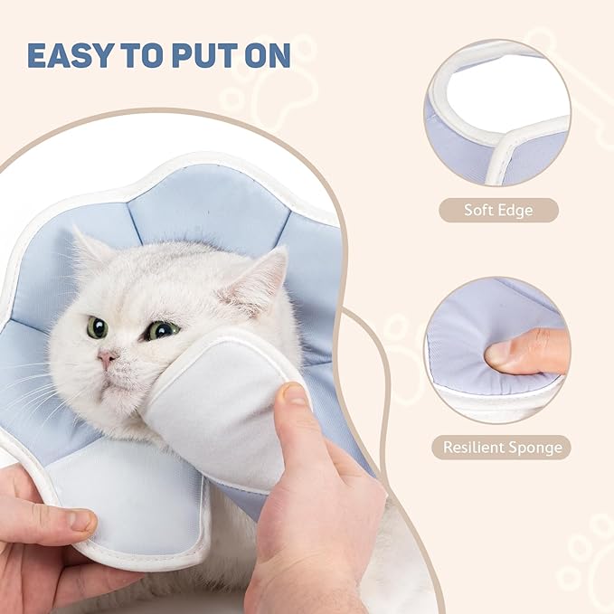 Avont Soft Cat Recovery Cone Collar, Adjustable Lightweight Kitten E-Collar for Small Dogs, Comfortable Neck Donut Stop Licking Scratching After Surgery -Grey(L)