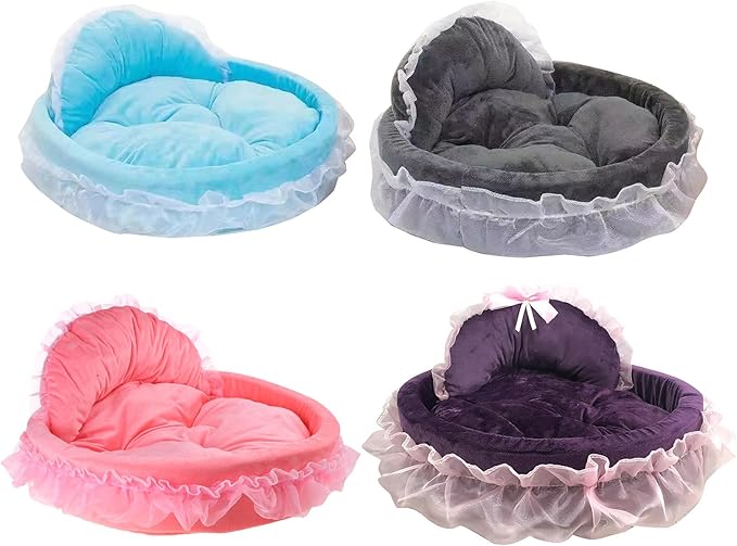 Creative Princess Lace Pet Bed Ruffled Nest for Dogs and Cats Soft Plush Comfortable Princess Sofa Pet Bed