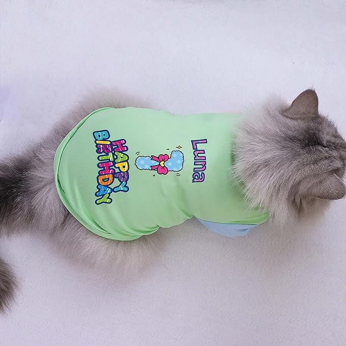 Custom Dog Birthday Shirt,Personalized Pet Apparel Print with Name Age Number,Pet Birthday Outfit,Lightweight Breathable Cotton Vest for Small Medium Large Dogs Cat (Dopamine Pink, XX-Large)