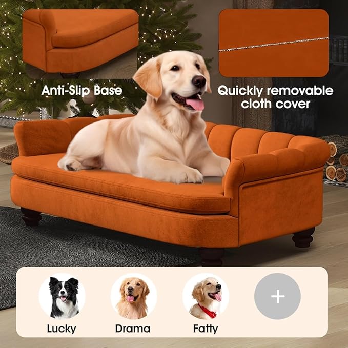 Dog Couch Sofa Bed, Comfortable Pet Sofa for Large and Medium Dogs, Soft Velvet Cushion, Durable Dog Furniture for Living Room