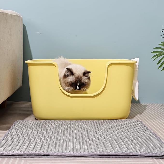 SpaceTime Extra Large Litter Box with High Sides,XL Low Entry Multi Cat Litter Pan for Kittens,Jumbo Litter Boxes for Big Cats,Anti-Splashing Cat Boxes for Indoor Cats,Easy to Clean (Light Green)