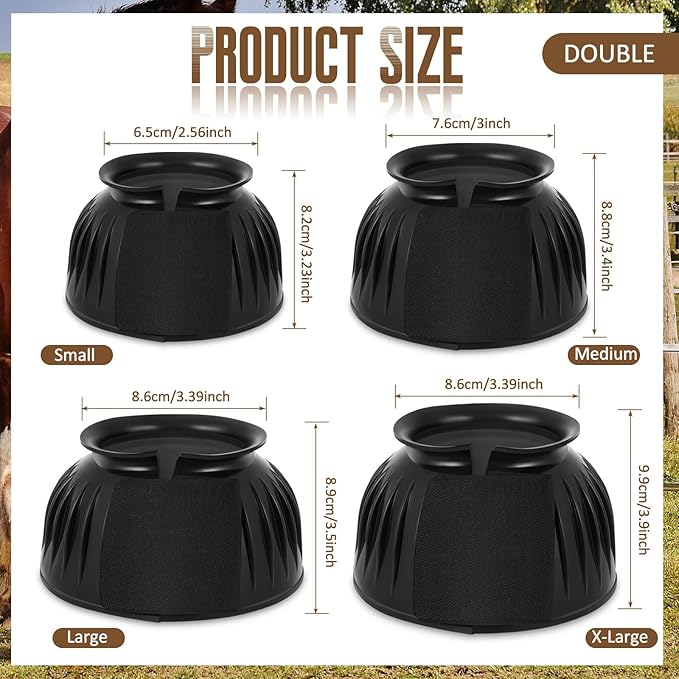 Abbylike Bell Boots for Horses 1 Pair/2 Pair Available, Protect Against Hoof Impact Trauma, Rubber Bell Boots Horse Care for Turnout, No Rub Design Wrap Hook and Loop
