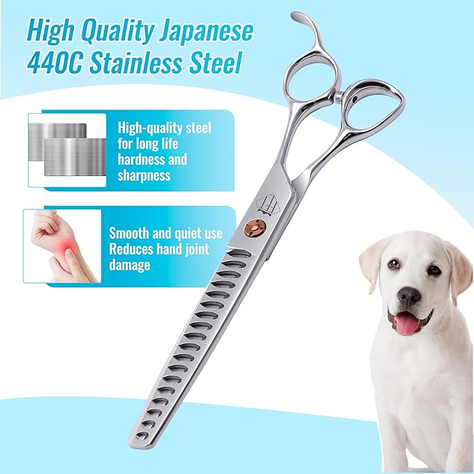 Dog Grooming Scissors: 7 inch Pet Chunker Shears Made Of Japanese 440c Advanced Stainless Steel Professional Grooming Scissors for Dogs Cats and Other Pets