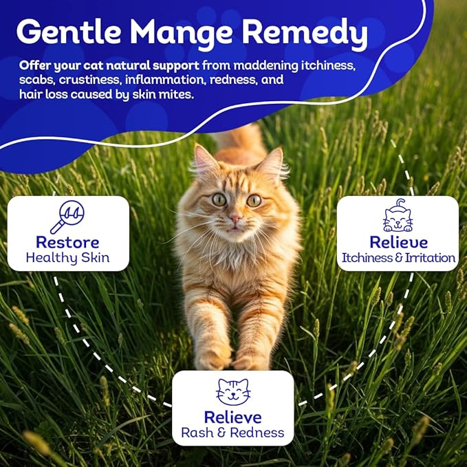 HA4E - Mange Relief for Cats - Treatment for Itchiness, Scabs, & Hair Loss Caused by Mites - All-Natural, Homeopathic, Non-GMO, Organic, Gluten, Preservative & Chemical Free - 300 Tablets