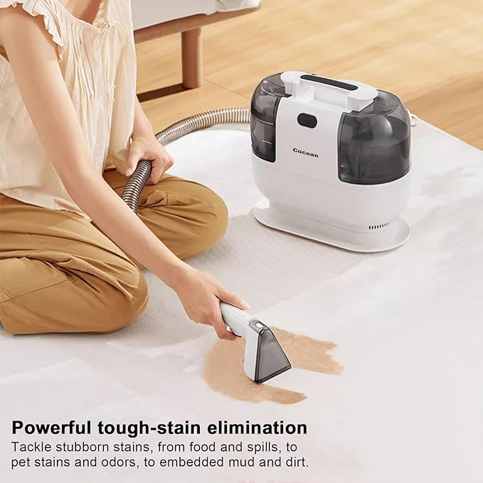 COCEAN Multi-Purpose Portable Carpet and Upholstery Cleaner, Carpet Cleaner Machine Powerful Suction Spot Cleaning, Deep Stain Cleaning for Carpet, Car Seats, Pets, Couches, with Dual Size BrushHead