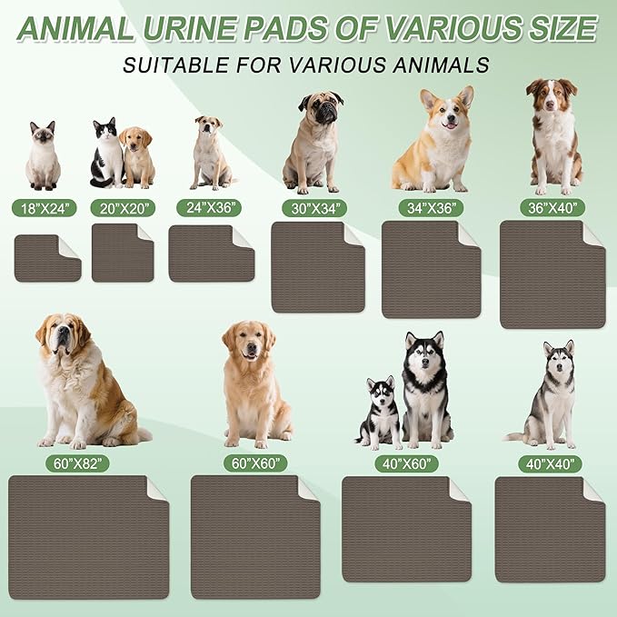 Washable Pee Pads for Dogs, 2 Pack Reusable Puppy Pads Dog Pads, Non-Slip Dog Pee Pads, Leakproof Pet Pee Pads Wee Wee Pads for Dogs. (Coffee, 20"x20"(Pack of 2))