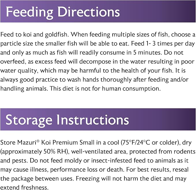 Mazuri Koi Premium Food Large - 5mm Pellet Food for Koi Over 12 inches Long, 20 Pound (20 LB) Bag
