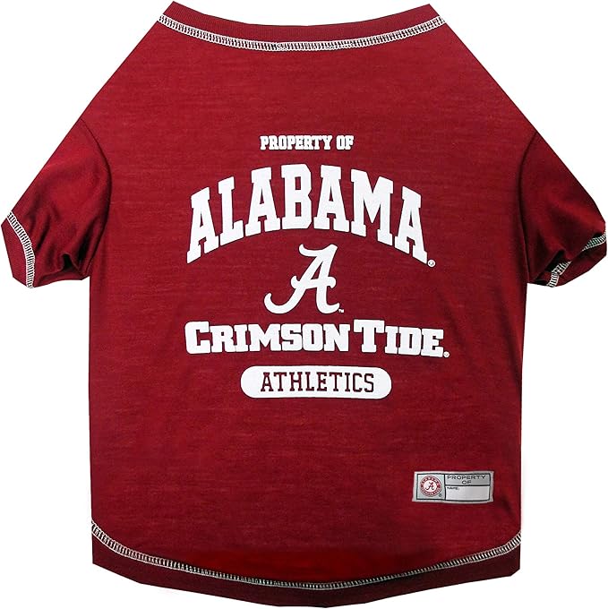 Pets First Collegiate Alabama Crimson Tide Dog T-Shirt, Large. - Licensed Shirt for Pets Team Colored with Team Logos.- Premium Stretchable Materials for The Comfrot of Your Dog & Cat.