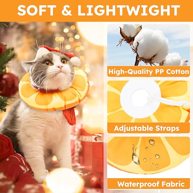 Cat Cone Collar Soft, Waterproof Cat Recovery Collar for Wound Healing Cute Donut Adjustable Kitten Cones to Stop Licking Comfortable NEC Elizabethan Collars for Cats Kittens After Surgery