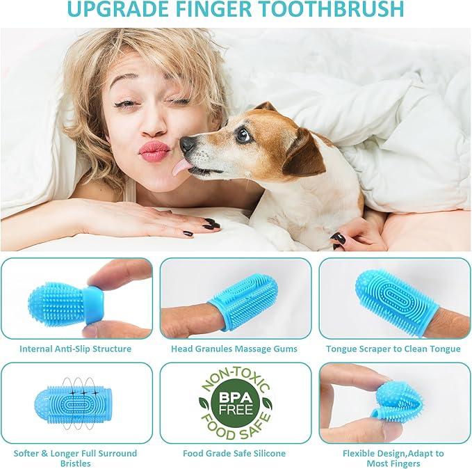 Dog Tooth Brushing Kit Dog Toothbrush 4 Pack Dogs Finger Toothbrush for Dogs Teeth Cleaning & Dental Care,Dogss Tooth Brush Puppy Tooth Brushing