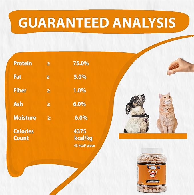 Freeze-Dried Salmon Treats for Cats & Dogs – 100% Wild Caught, Single Ingredient, High-Protein, Healthy Snack – No Additives or Preservatives – 1.4oz - Inspected & Tested in USA