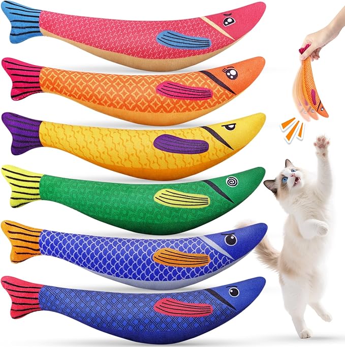 Cat Toys for Indoor Cats, 6 Pack Interactive Catnip Toys for Bored, Kitten Kicker Toy for Kitty with Sound, Cat Chew Toys for All Breeds