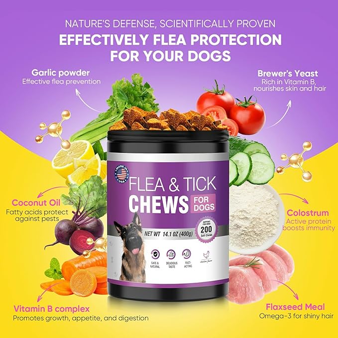 Fleas Ticks Treatment Dog Oral Chewables Support Supplement Breeds and Ages Dogs