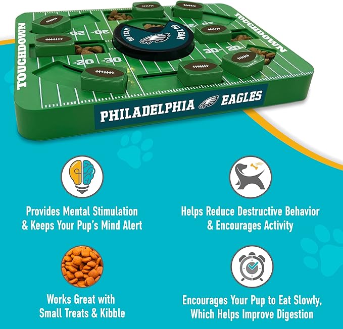 Pets First NFL Philadelphia Eagles Large Puzzle Toy, New Size, Interactive Dog Treat Puzzle, Slow Feeding Toy