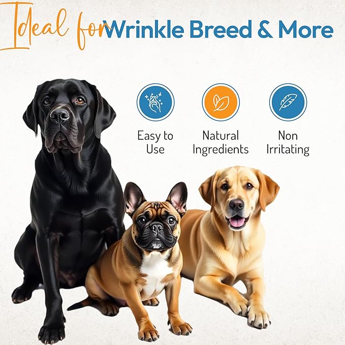 Bulldog Wrinkle Wipes & Cream Bundle - Deep Cleaning Wrinkle Wipes + Soothing Dog Wrinkle Cream - Hypoallergenic for Bulldogs, Pugs, Frenchies (100 Wipes + 85g Cream)