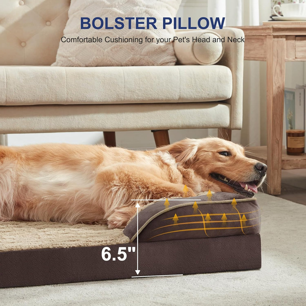 FURTIME Orthopedic Dog Bed for Extra Large Dogs - XL Washable Dog Sofa Beds Large, Supportive Foam Pet Couch Bed with Removable Washable Cover, Waterproof Lining and Nonskid Bottom, Khaki