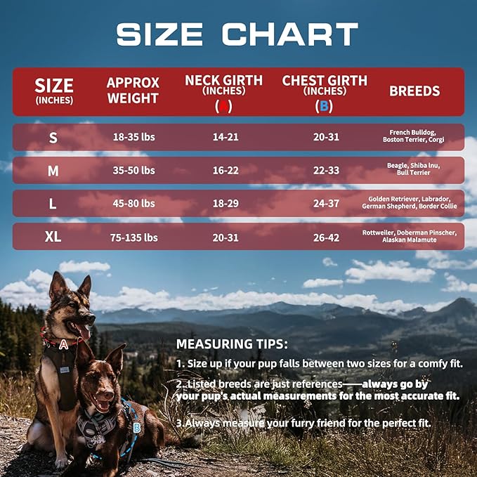 AUROTH Tactical Dog Harness for Large Dogs No Pull Adjustable Pet Harness Reflective K9 Working Training Easy Control Pet Vest Military Service Dog Harnesses Red XL