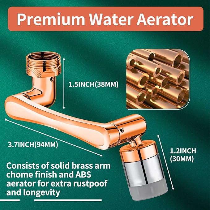 CECEFIN 1080° Swivel Faucet-Extender Sink-Aerator - 2 Mode Splash Water Filter Extension, Kitchen Bathroom 360° Rotatable Spray Attachment, Multifunctional Universal Robotic Arm -Wash Hand/Hair/Face