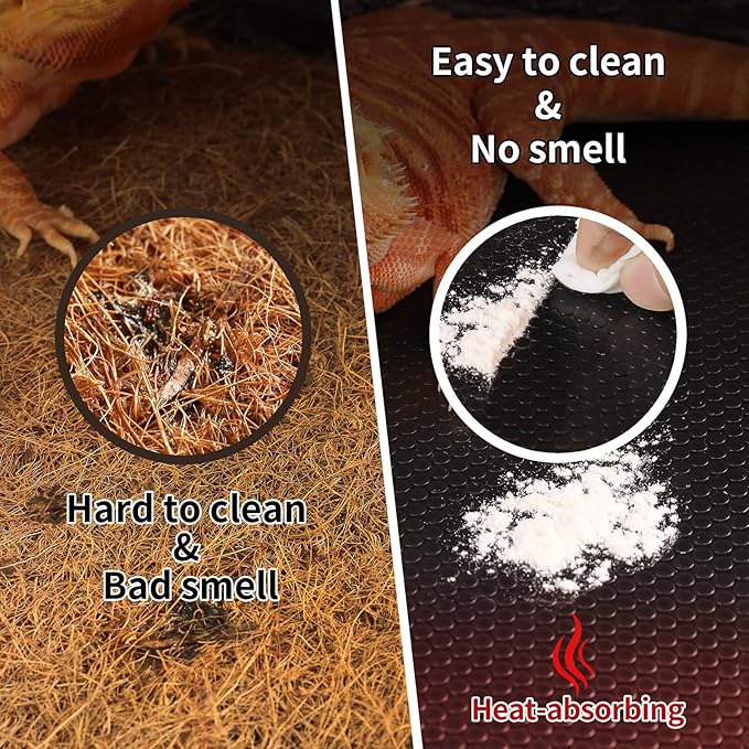 Reptile Mat 40 Gallon 1Pack 18x36, Bearded Dragon Tank Accessories, Terrarium Liner Bedding, Non-Adhesive Reptile Substrate Mat for Leopard Gecko, Snake, Lizard, Tortoise, Iguana Tank