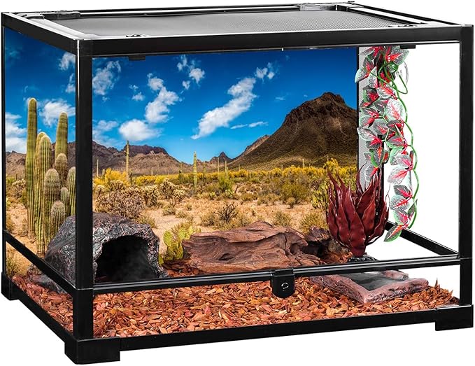 AWERT 48x18 inches Reptile Habitat Background Blue Sky Oasis Cactus Desert Terrarium Background Vinyl