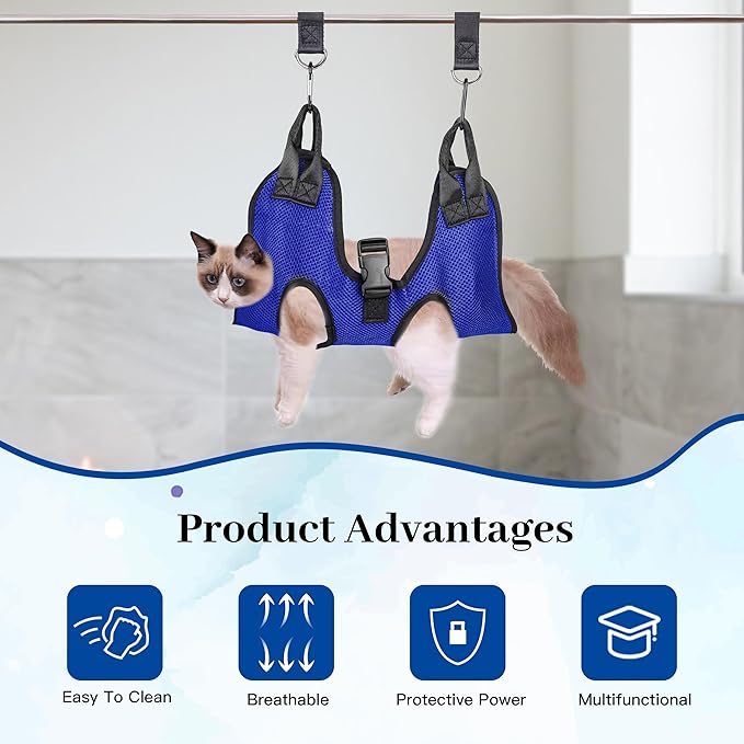 PatiencET Dog Grooming Hammock, Pet Grooming Hammock for Cats & Dogs, Dog Holder for Nail Trimming, Cat Sling for Nail Trimming with Nail Clippers/Trimmer, Nail File, Pet Comb(XS)