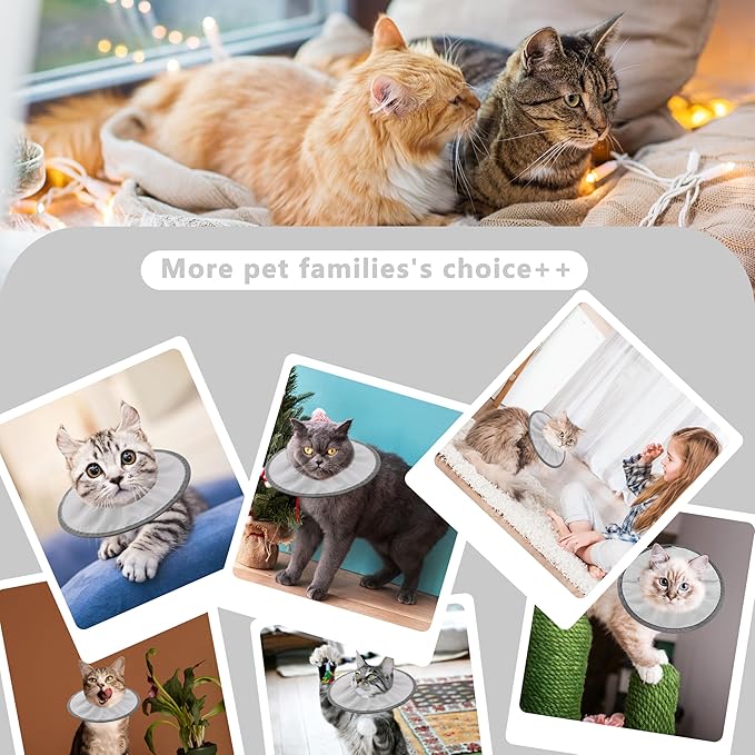 Lightweight Cat Cone Collar Soft, Soft Comfortable Cat Recovery Collar After Surgery, Elizabethan E Collar for Cats, Cone for Cats to Stop Licking (Gray, Small)