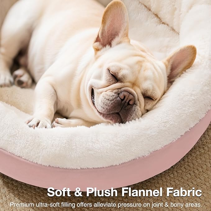 Love's cabin Round Donut Cat and Dog Cushion Bed, 30in Pet Bed for Medium or Large Dogs, Anti-Slip & Water-Resistant Bottom, Soft Durable Fabric Pet beds, Washable Calming Cat & Dog Bed Pink