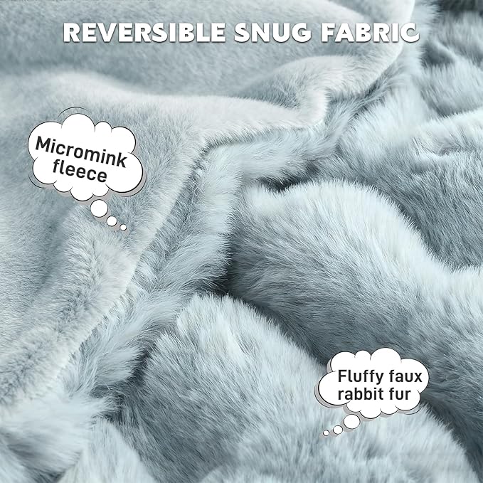 Waterproof Dog Blanket for Sofa Bed Couch, Couch Cover Blanket Fluffy Faux Rabbit Fur Reversible Furniture Protection, Pet Blanket for Medium Large Dogs Cats