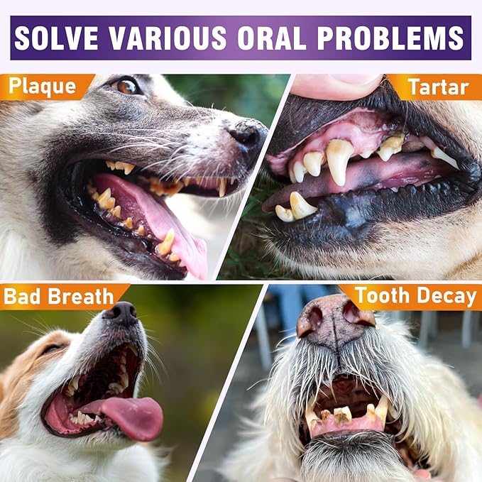 Teeth Cleaning Wipes for Dogs & Cats, Dental Care Finger Wipes, Remove Plaque, Tartar & Bad Breath, Disposable Gentle Cleaning & Gum Care Pet Wipes, No-Rinse Dog Finger Toothbrush, 50 Counts