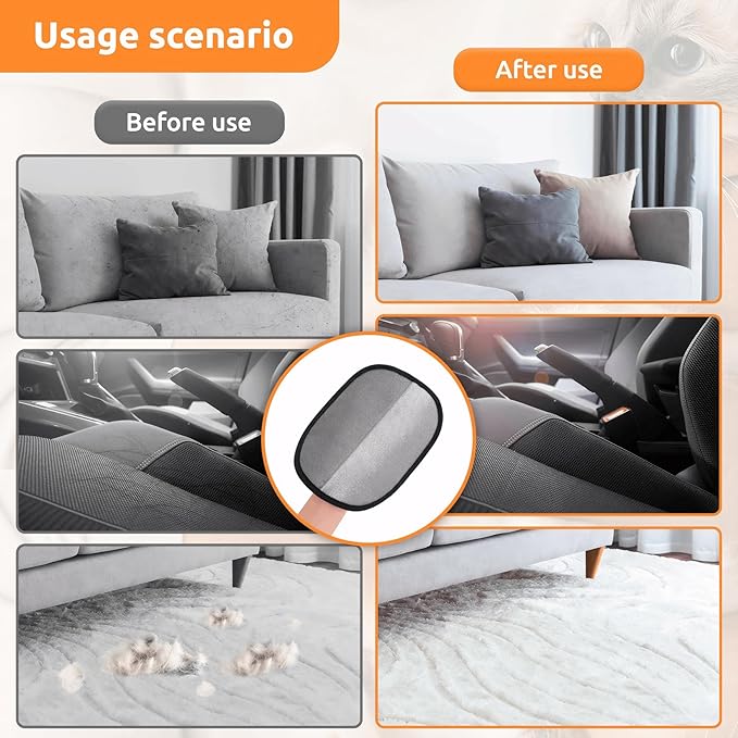 Pet Hair Removal Glove 2 Pcs, Cat & Dog Reusable Electrostatic Gloves Pet Hair 2025 New Upgrade,Grooming Pet Hair Remover Tool, Reusable Quick De-Shedding Gloves for Couch、 Clothing、Carpet,、Car Seats