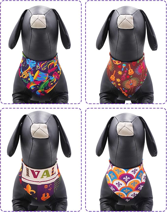 PET SHOW 50 Pack Mardi Gras Dog Bandanas Bulk for Extra Large XL Dogs Washable Adjustable Pet Scarf Triangle Bibs for Dogs Green Yellow Purple Decorative Grooming Accessories