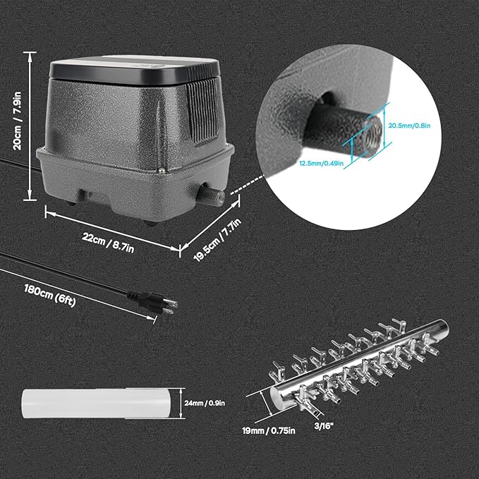 AquaMiracle Linear Air Pump, 635/950/1600/4000GPH Pond Bubbler Septic Air Pump, Energy-Efficient Pond Aerator for Outdoor Ponds, Aquariums, Hydroponics, Waste Treatment