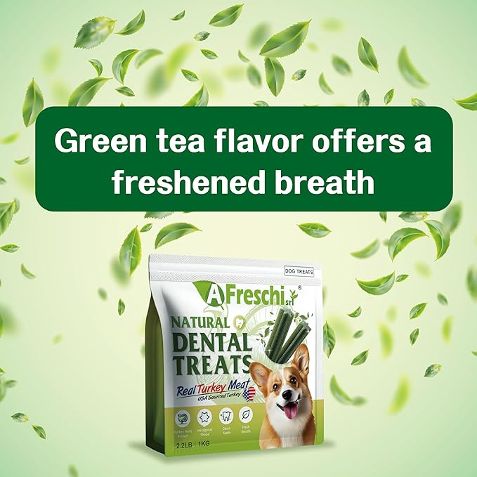 Afreschi Turkey Dental Sticks for Dogs, 2.2 lb – All Natural Dog Chews, USA-Sourced Trukey, Hypoallergenic, Long-Lasting Chew for Puppies and Adult Dogs, Grain-Free, Signature Series
