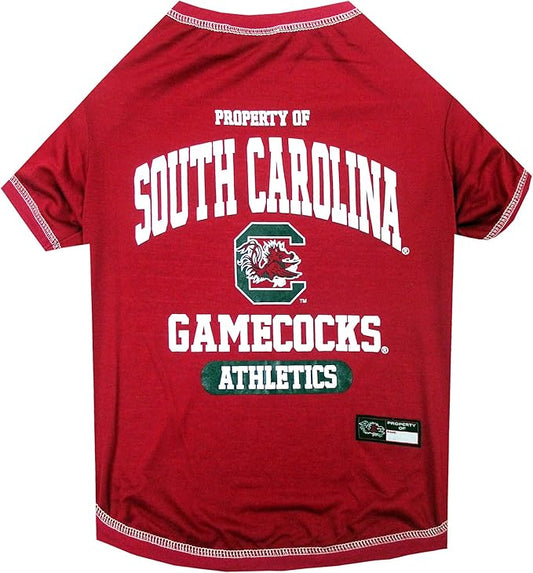Pets First Collegiate SOUTH CAROLINA GAMECOCKS Dog T-Shirt, Large. - Licensed Shirt for Pets Team Colored with Team Logos.- Premium Stretchable Materials for the Comfrot of your Dog & Cat.