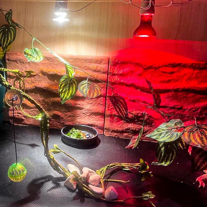 HERCOCCI Bearded Dragon Tank Accessories, Terrarium Plants Reptile Vine Decorations Decor for Bearded Dragon Lizard Snake Geckos Chameleon