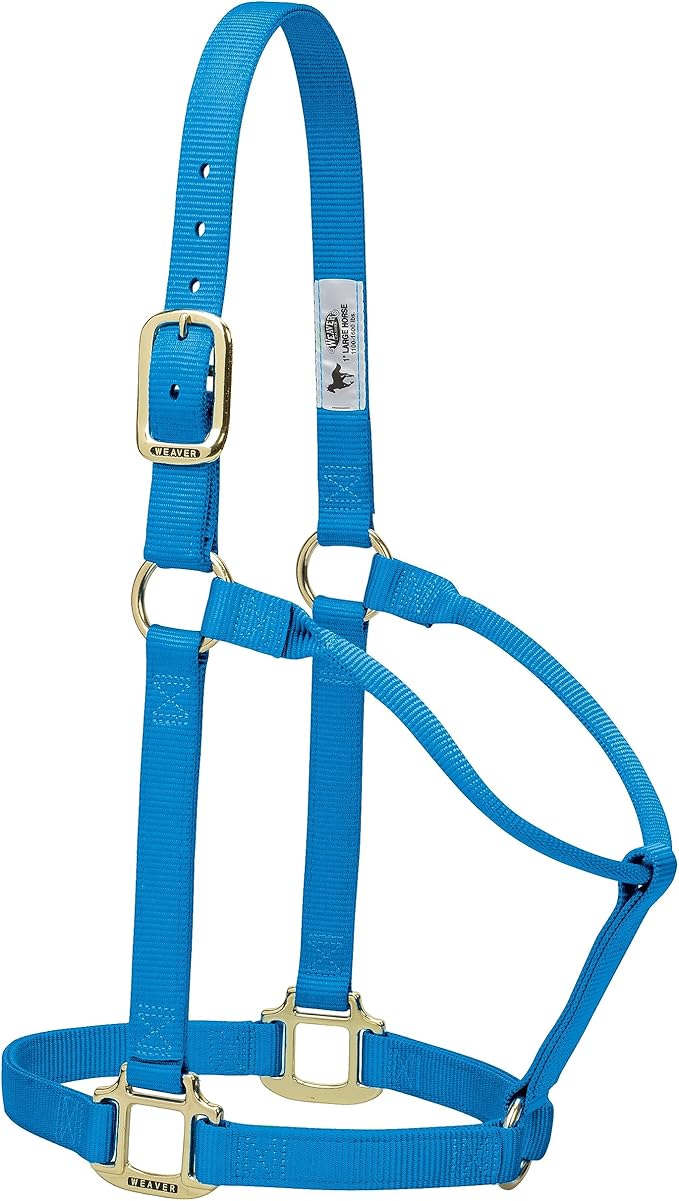 Weaver Equine Nylon Horse Halter, Triple-Ply Cheek Design, Original Non Adjustable Halters for Horses, Equine Tack,Average Size, Black