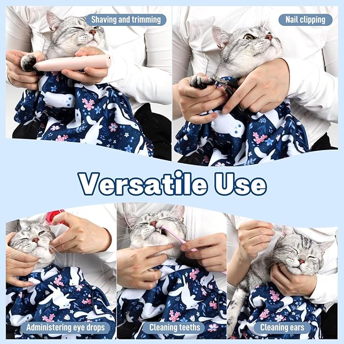Paw Legend 21.7" Cat Wrap for Grooming Cat Wrap for Cutting Nails Cat Restraint for Nail Clipping Self Adhesive Blanket Restraint Cloth for Cats Within 6lbs