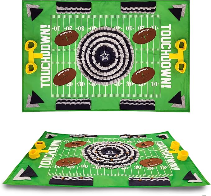 NFL Dallas Cowboys Dog Snuffle Mat – Interactive Pet Slow Feeder, Football Field Design Food Puzzle Toy for Dogs & Cats, Foraging Activity Mat for Smarter Feeding