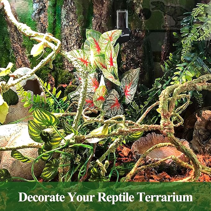 HERCOCCI Bearded Dragon Tank Accessories, Terrarium Plants Reptile Vine Decorations Decor for Bearded Dragon Lizard Snake Geckos Chameleon