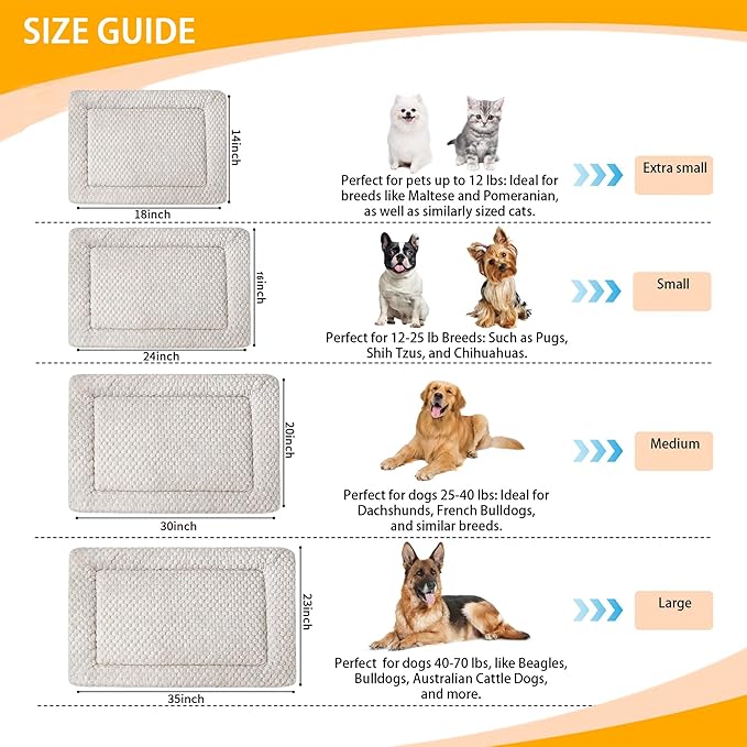 Dog Bed Mat - Reversible Dog Crate Bed Mats, Soft & Breathable Kennel Pad, Durable Crate Bed for Small Medium Large Dogs & Cats