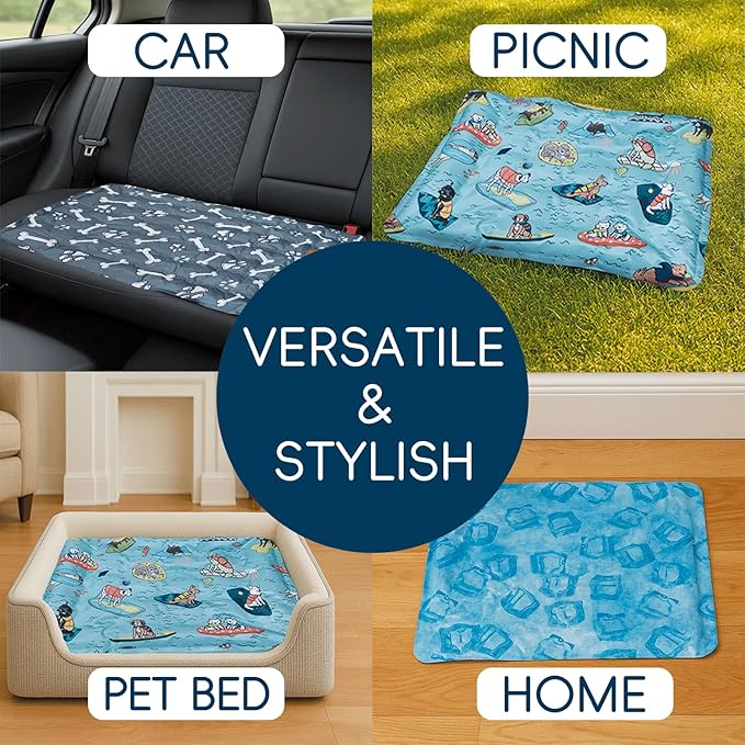 Cooling Pad for Large Dog,Instant Pet Cool Mat,Comfortable Cool Pet Mat for Cat.Portable Dog Bed for Summer. Suitable for Outdoor Summer Crate Pad.Long Time Cooling.Ice Brick(Size-L 19.7 * 23.6in)