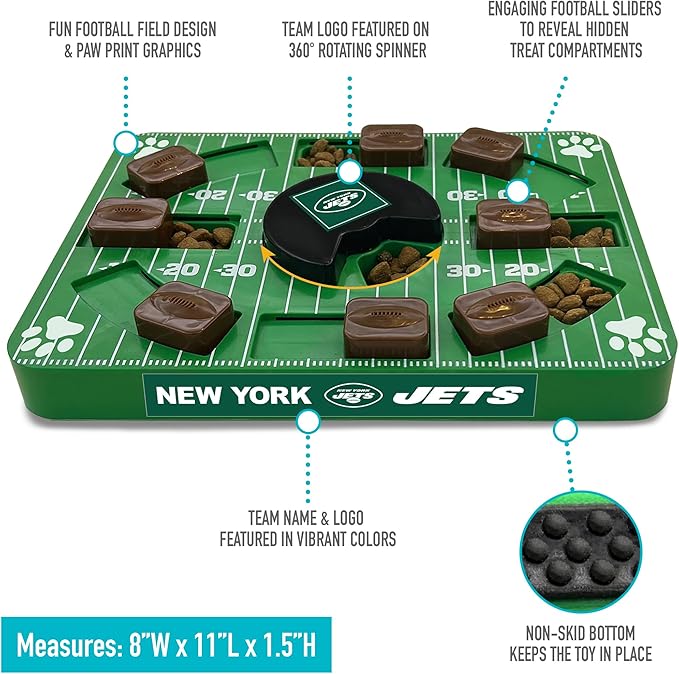 Pets First NFL New York Jets Puzzle, Interactive Dog Treat Puzzle Toy