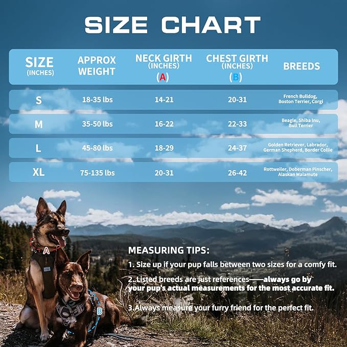AUROTH Tactical Dog Harness for Small Medium Large Dogs No Pull Adjustable Pet Harness Reflective K9 Working Training Easy Control Pet Vest Military Service Dog Harnesses (L, Denim Blue)