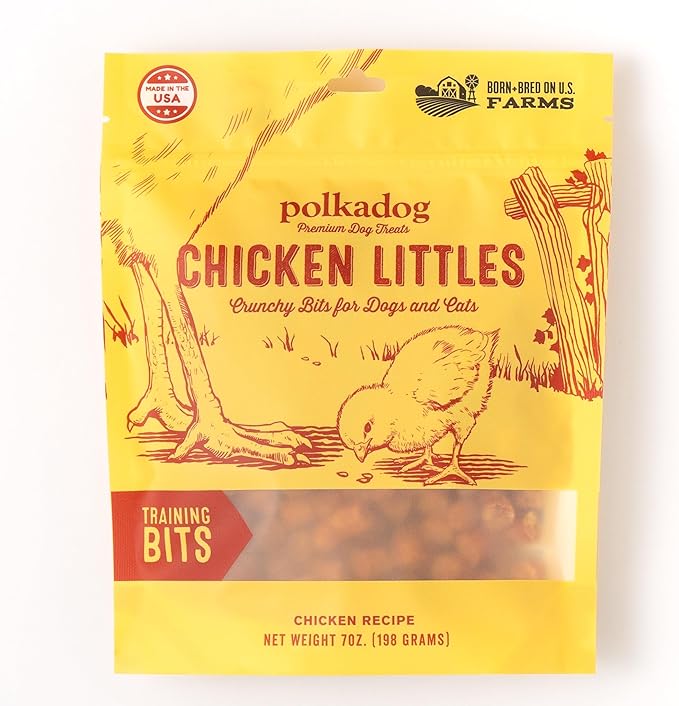 Polkadog Chicken Littles Crunchy Training Bits – All Natural, Limited Ingredient Healthy Training Treats for Dogs. Handcrafted & Made in USA. Great for Dogs with Allergies or Sensitive Stomachs – 7oz