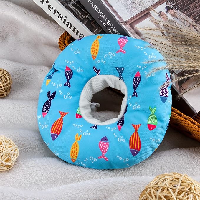 Cat Cone Collar Soft Cute Adjustable Cat Donut Recovery Collar Elizabethan Cats Cones to Stop Licking Comfortable Anti-Bite Neck Cone for Pet Kittens After Surgery
