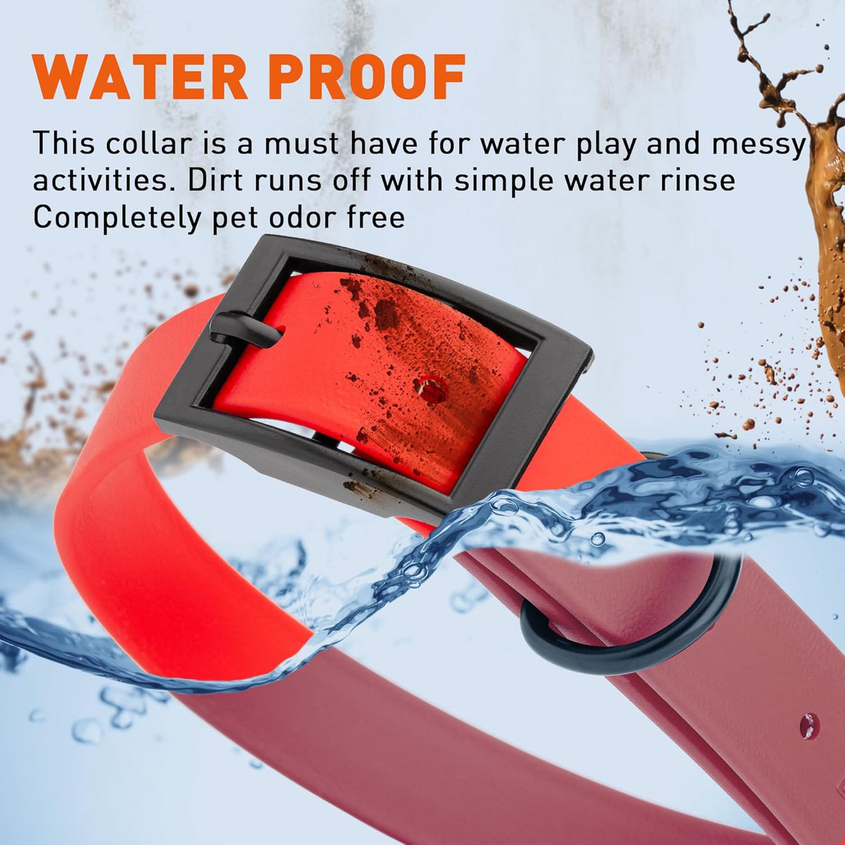 Dogline Biothane Waterproof Dog Collar Strong Coated Nylon Webbing with Black Hardware Odor- Proof for Easy Care Easy to Clean High Performance Fits Small Medium or Large Dogs, Cherry Red