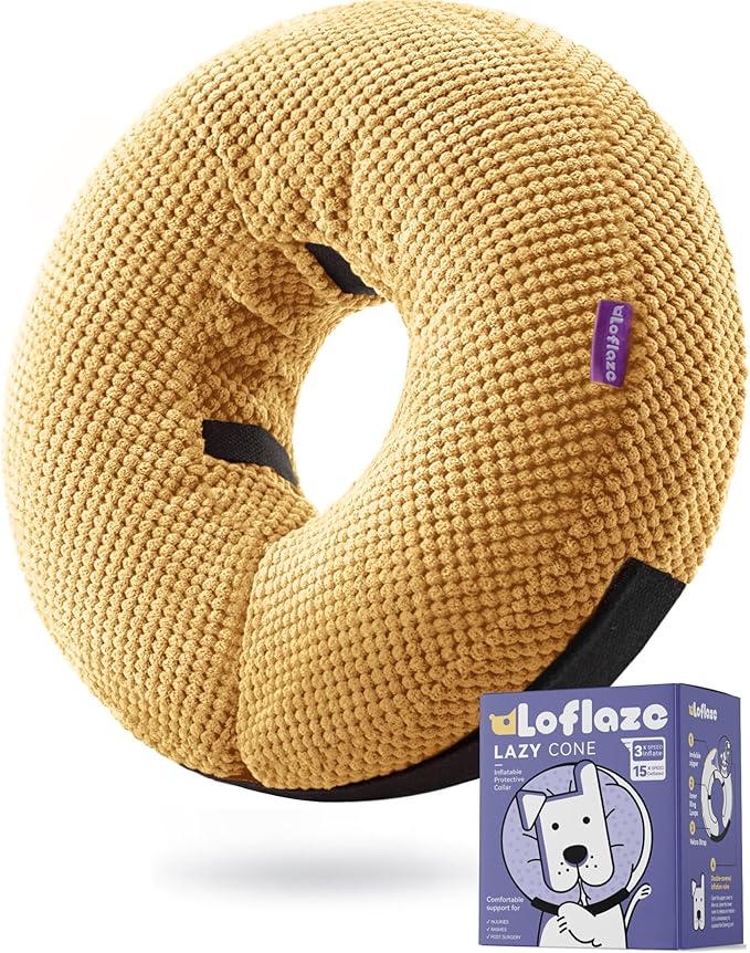 Inflatable Dog Cone Collar - Dog Neck Donut Cone Collar Alternative After Surgery - Soft Cone for Large Medium Small Dogs Cats - Alternative Recovery E Collar (Yello, XXL)