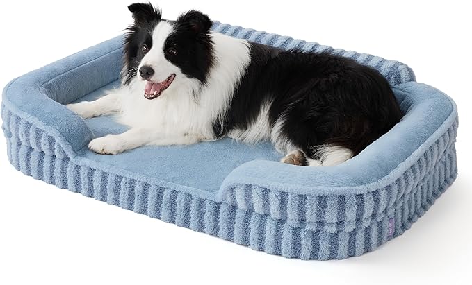 LE SURE Cute Dog Beds for Extra Large Dogs, Orthopedic Waterproof XL Pet Bed with Sides, Non-Slip and Egg-Crate Foam Big Dog Couch Sofa with Washable Removable Cover, Blue